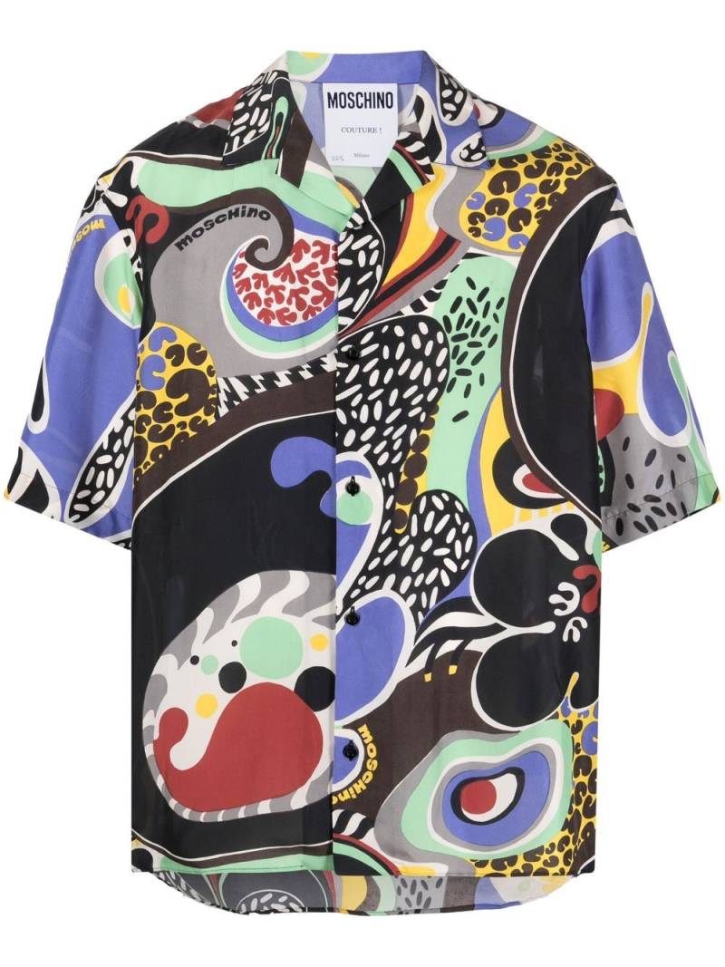 Moschino graphic-print Cuban shirt - Black von Moschino