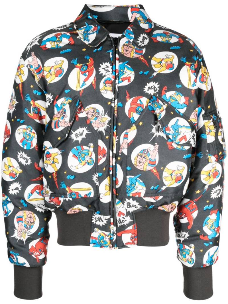 Moschino graphic-print bomber jacket - Grey von Moschino