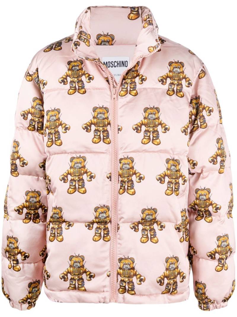 Moschino graphic-print padded coat - Pink von Moschino