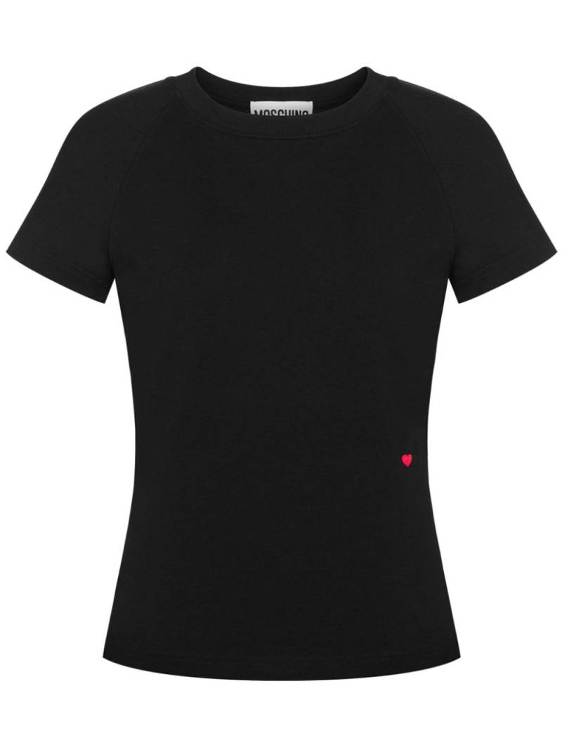 Moschino heart-embroideired cotton T-shirt - Black von Moschino