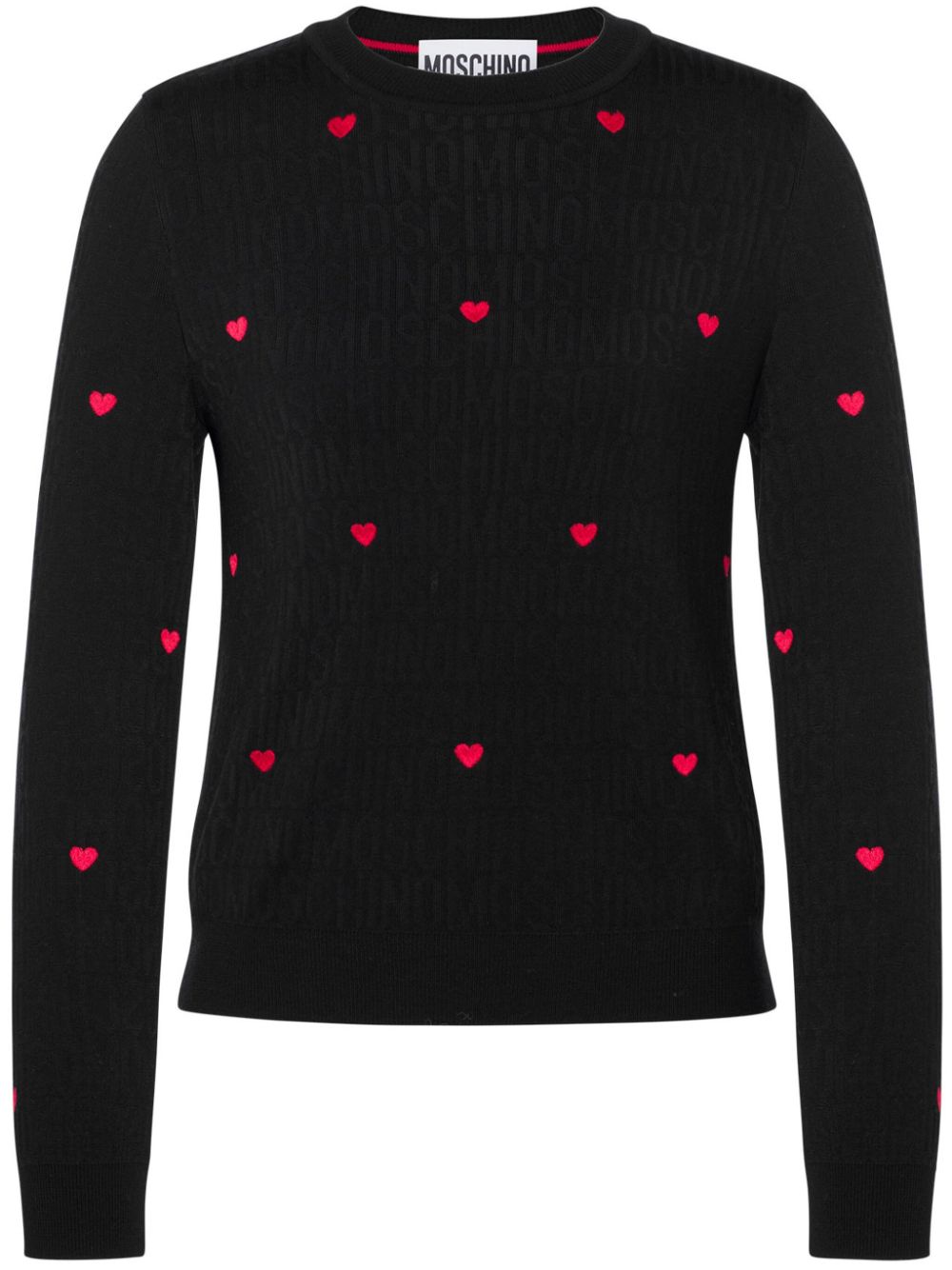 Moschino heart-embroidered intarsia-knit jumper - Black von Moschino