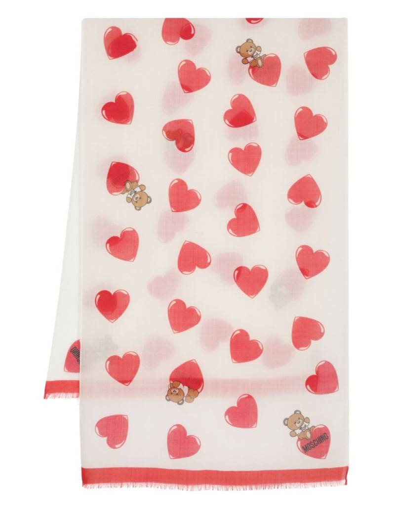 Moschino heart-print wool scarf - Neutrals von Moschino