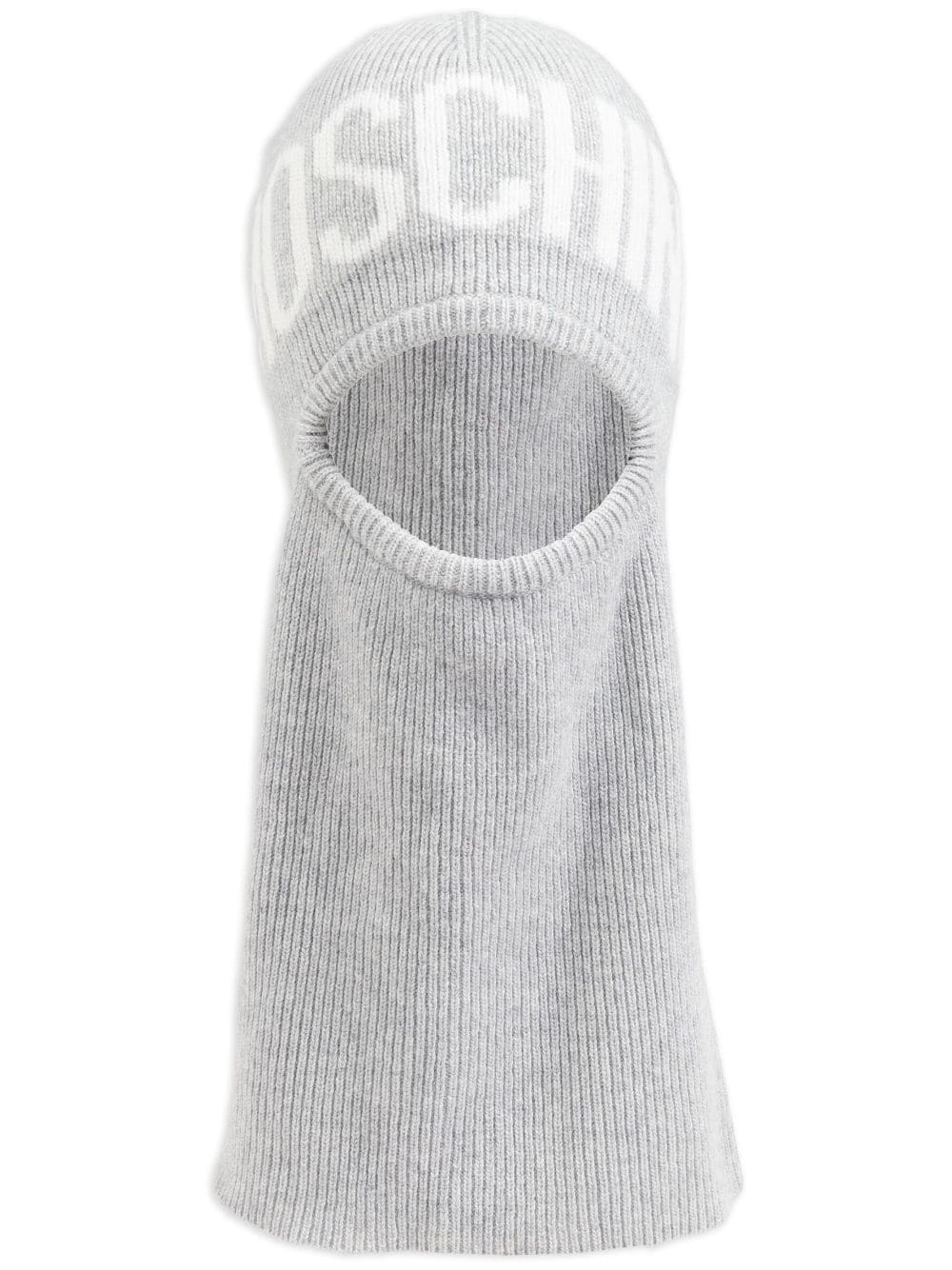 Moschino intarsia-knit logo balaclava - Grey von Moschino