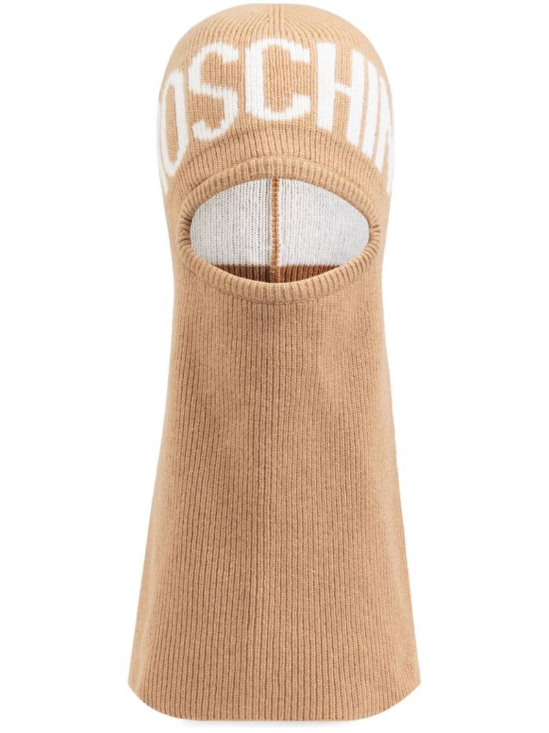 Moschino intarsia-knit logo balaclava - Neutrals von Moschino