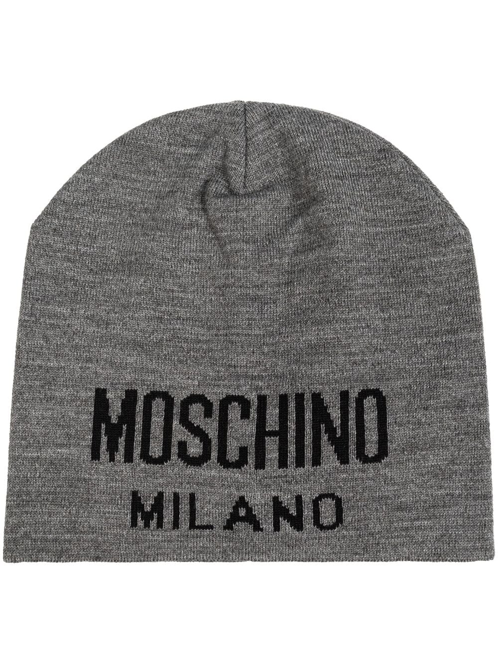 Moschino intarsia knit-logo beanie - Grey von Moschino