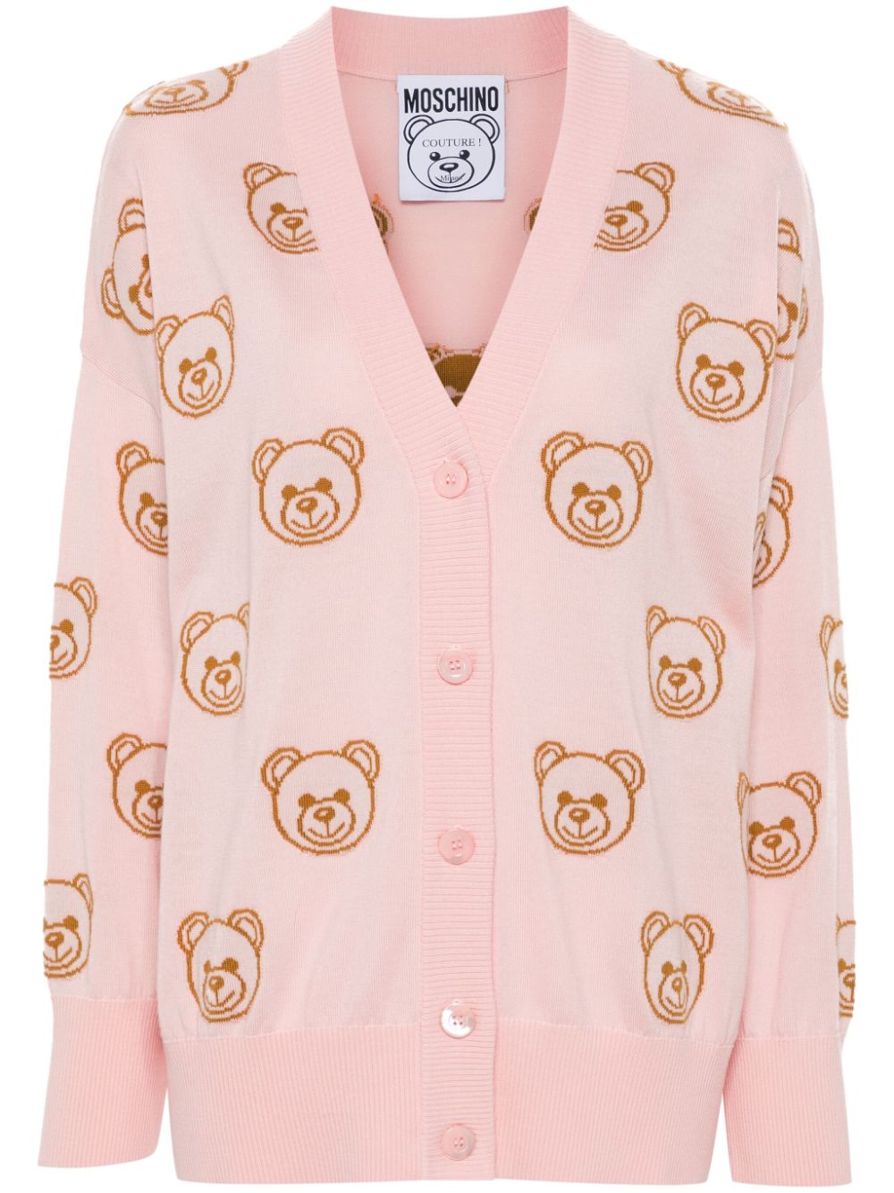 Moschino intarsia-knit logo cardigan - Pink von Moschino