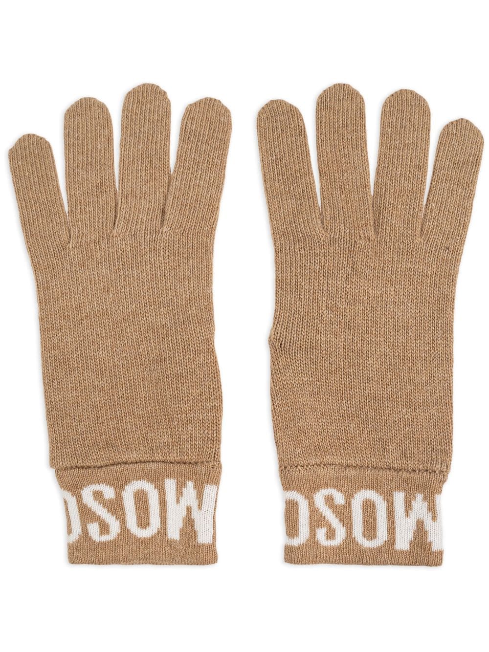 Moschino intarsia knit-logo gloves - Neutrals von Moschino