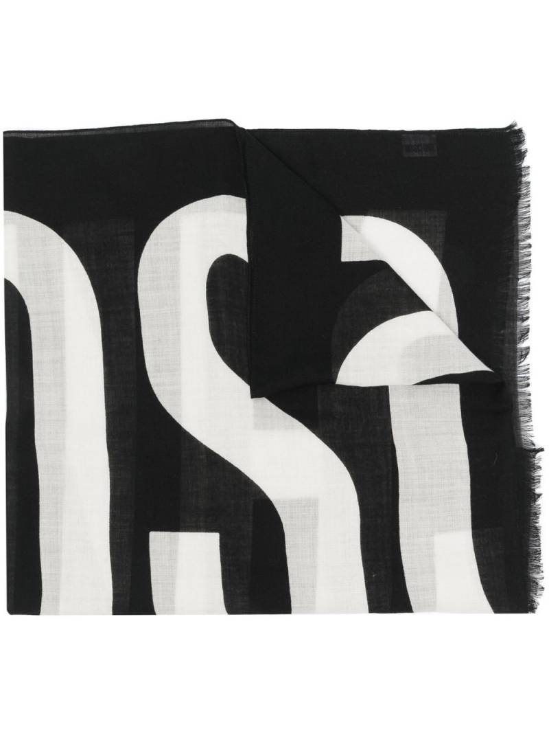 Moschino logo-print frayed-edge scarf - Black von Moschino