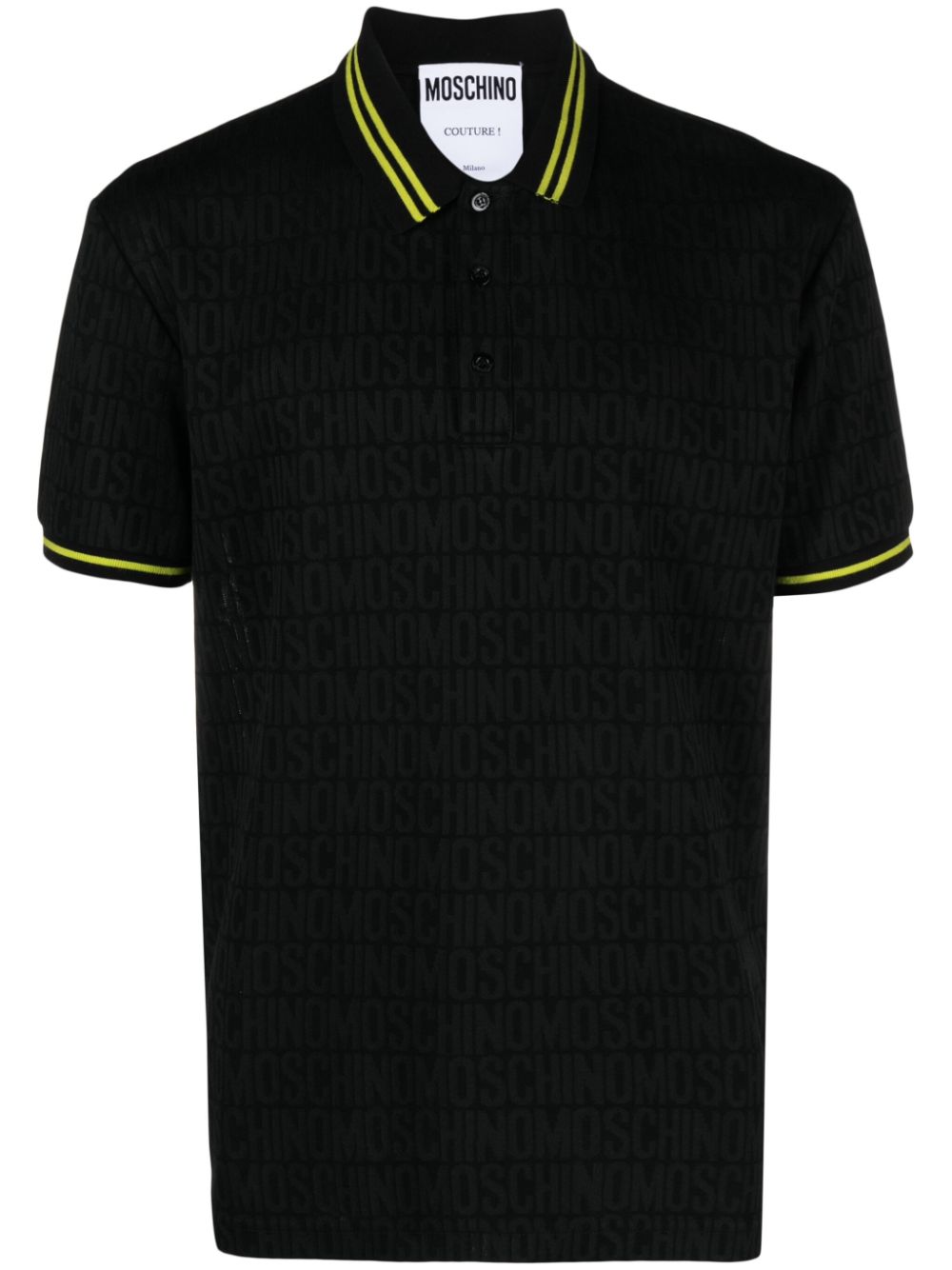 Moschino jacquard logo motif striped polo shirt - Black von Moschino
