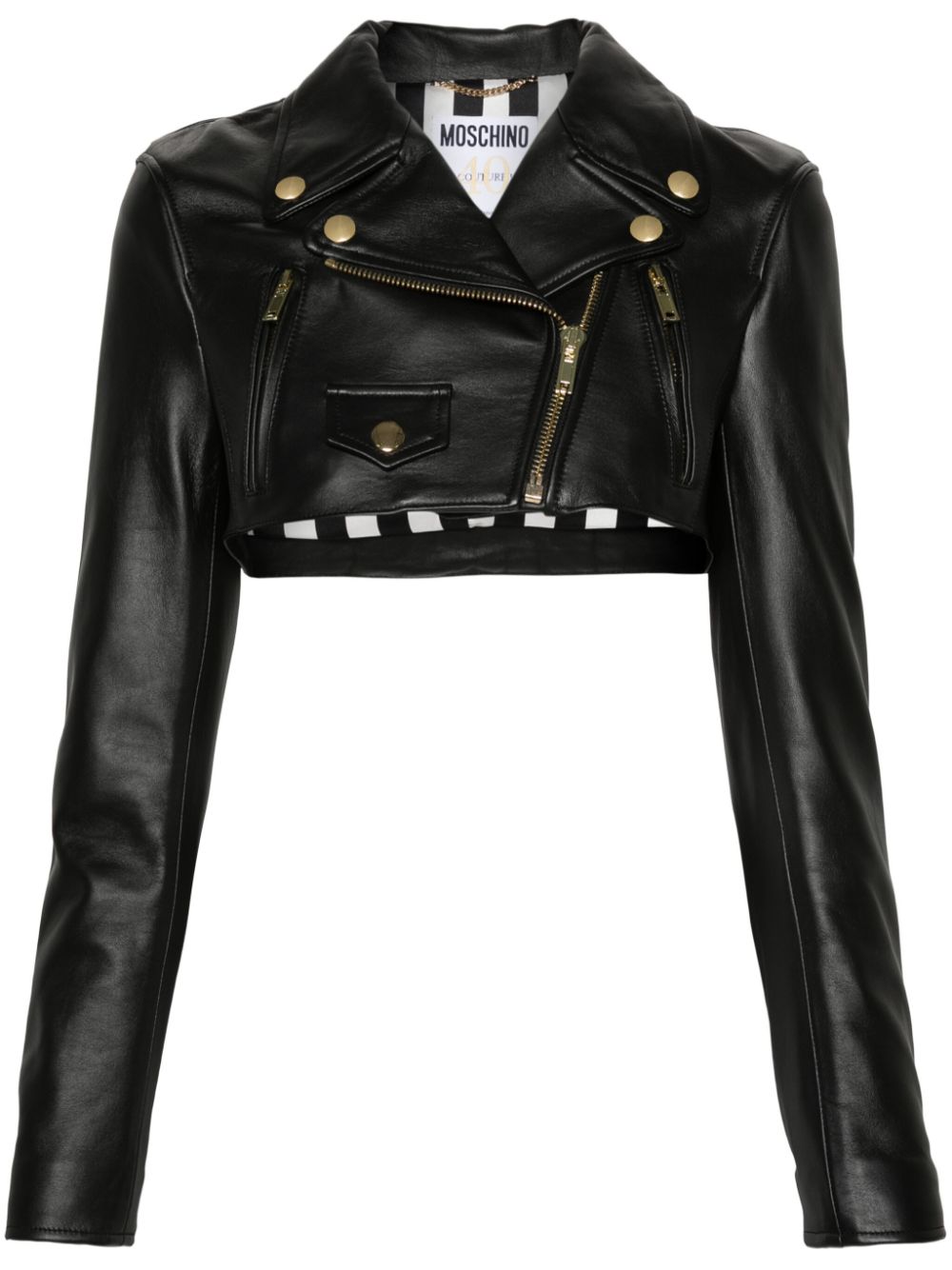 Moschino leather biker jacket - Black von Moschino