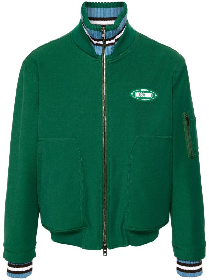 Moschino logo-appliqué bomber jacket - Green von Moschino