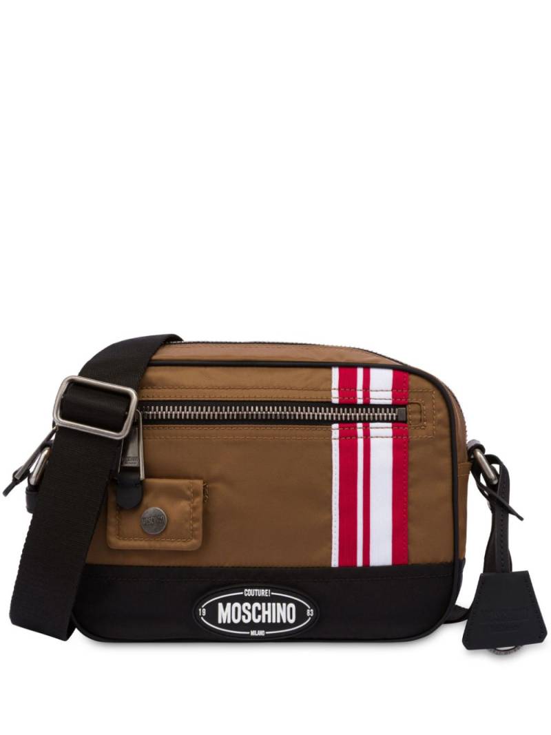 Moschino logo-appliquéd messenger bag - Brown von Moschino