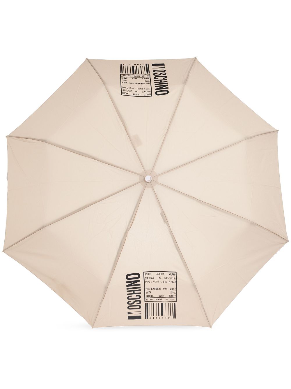 Moschino logo-barcode-print compact umbrella - Neutrals von Moschino