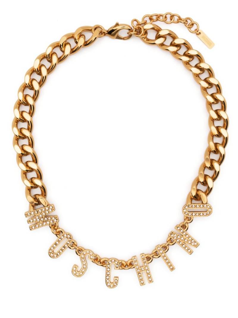 Moschino logo crystal-embellished chain necklace - Gold von Moschino