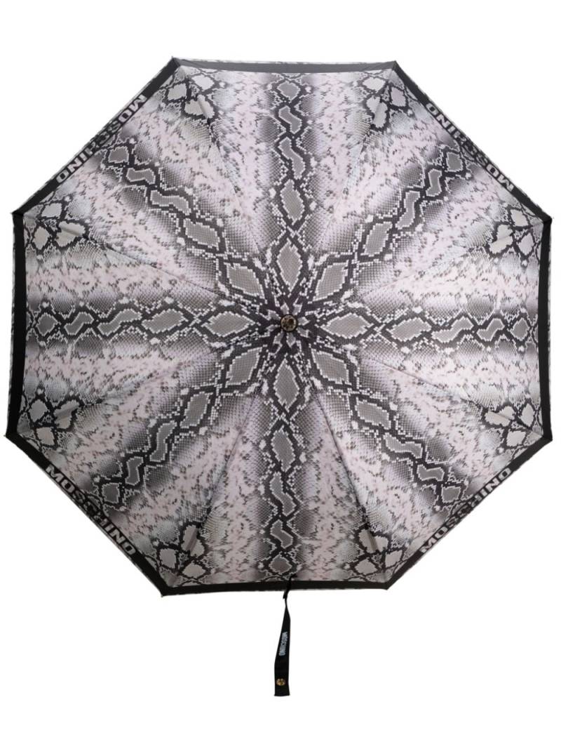 Moschino logo-edge snakeskin-print umbrella - Black von Moschino