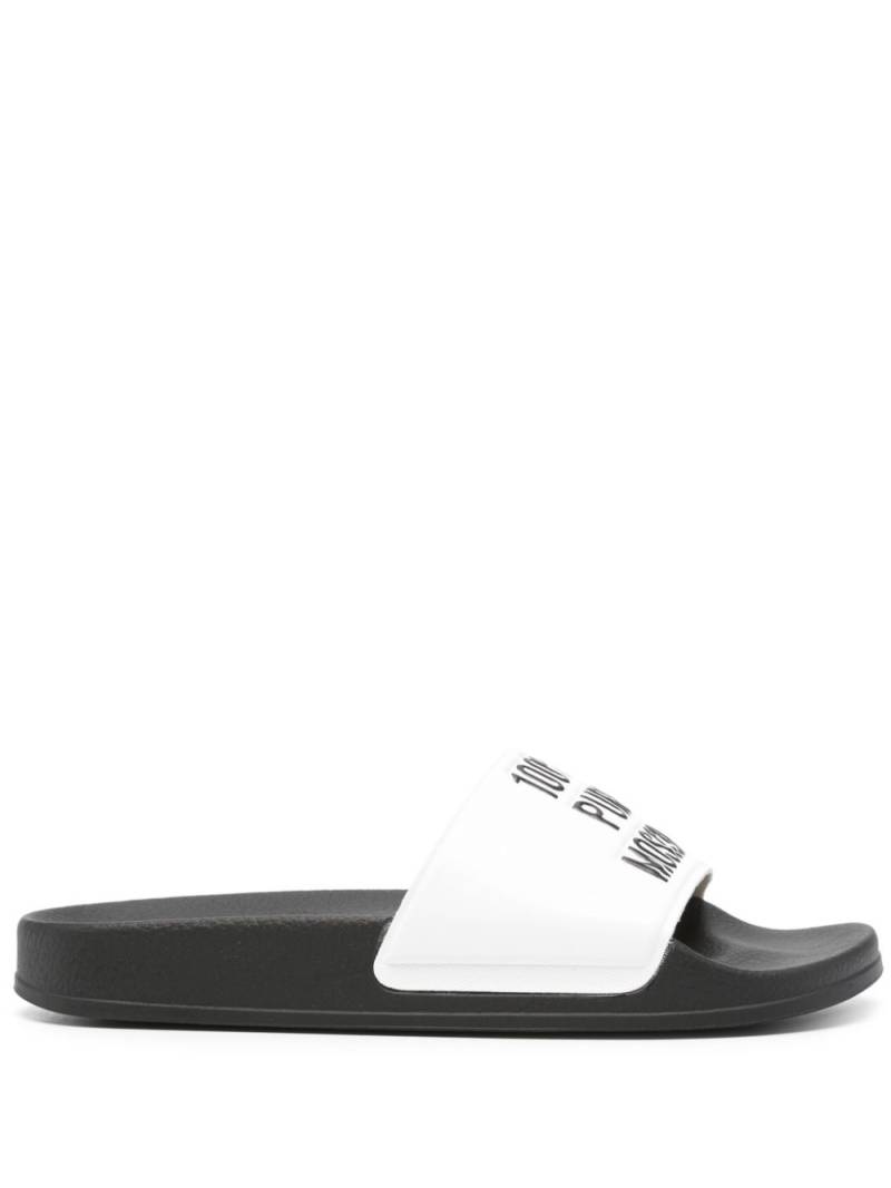 Moschino logo-embossed faux-leather slides - White von Moschino