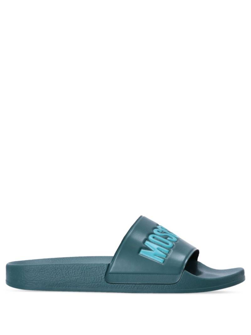 Moschino logo-embossed moulded-footbed slides - Blue von Moschino