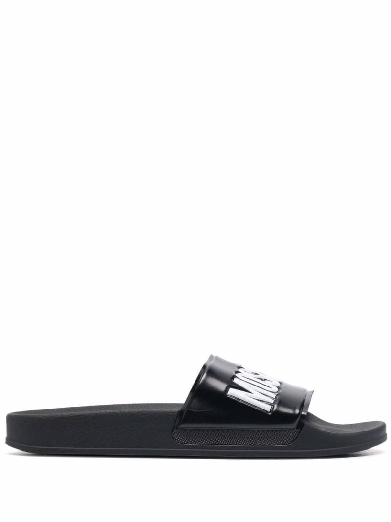 Moschino logo embossed slides - Black von Moschino