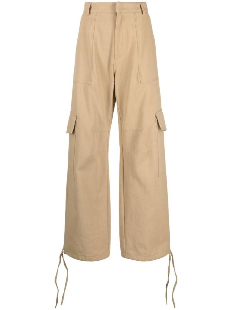 Moschino logo-embroidered cargo palazzo pants - Neutrals von Moschino