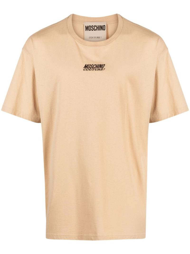 Moschino logo-embroidered cotton T-shirt - Neutrals von Moschino