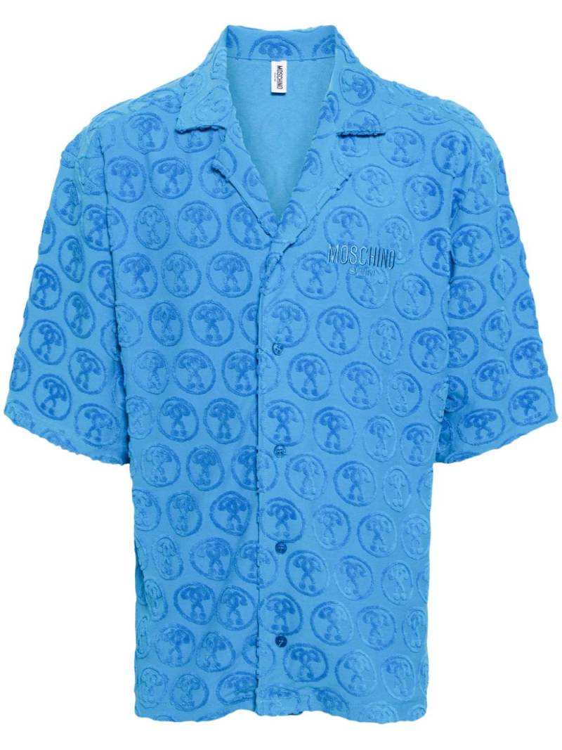 Moschino logo-embroidered cotton-blend shirt - Blue von Moschino