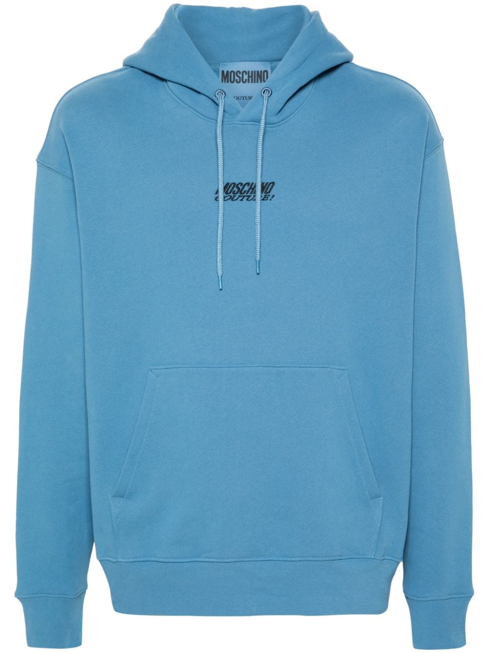 Moschino logo-embroidered cotton hoodie - Blue von Moschino