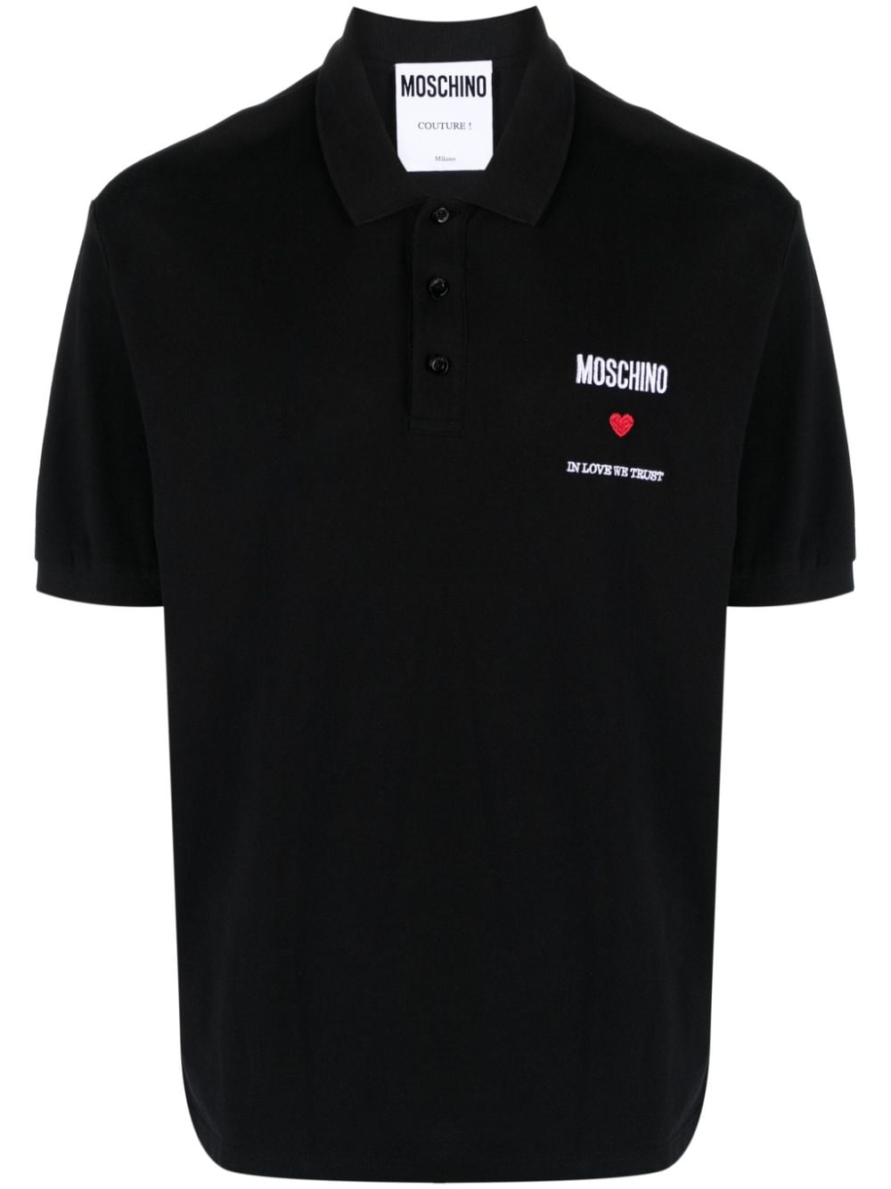 Moschino logo-embroidered cotton polo shirt - Black von Moschino