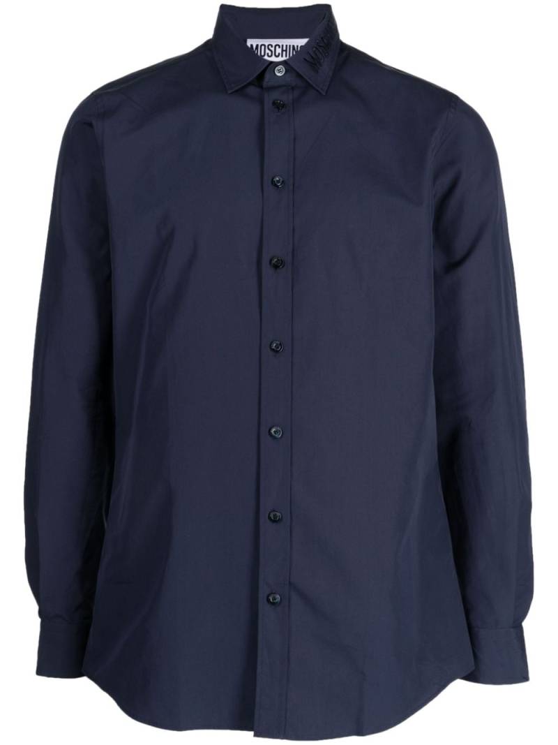 Moschino logo-embroidered cotton shirt - Blue von Moschino