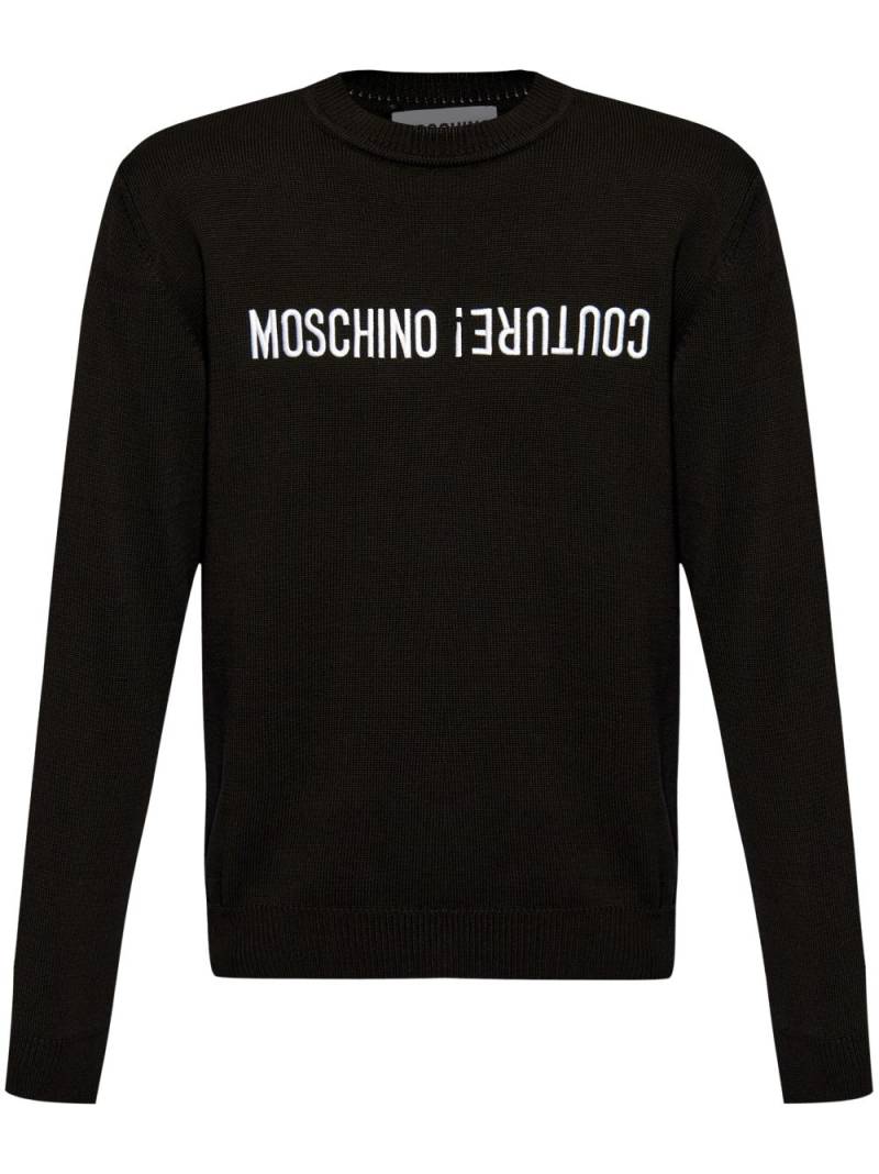 Moschino logo-embroidered cotton sweater - Black von Moschino