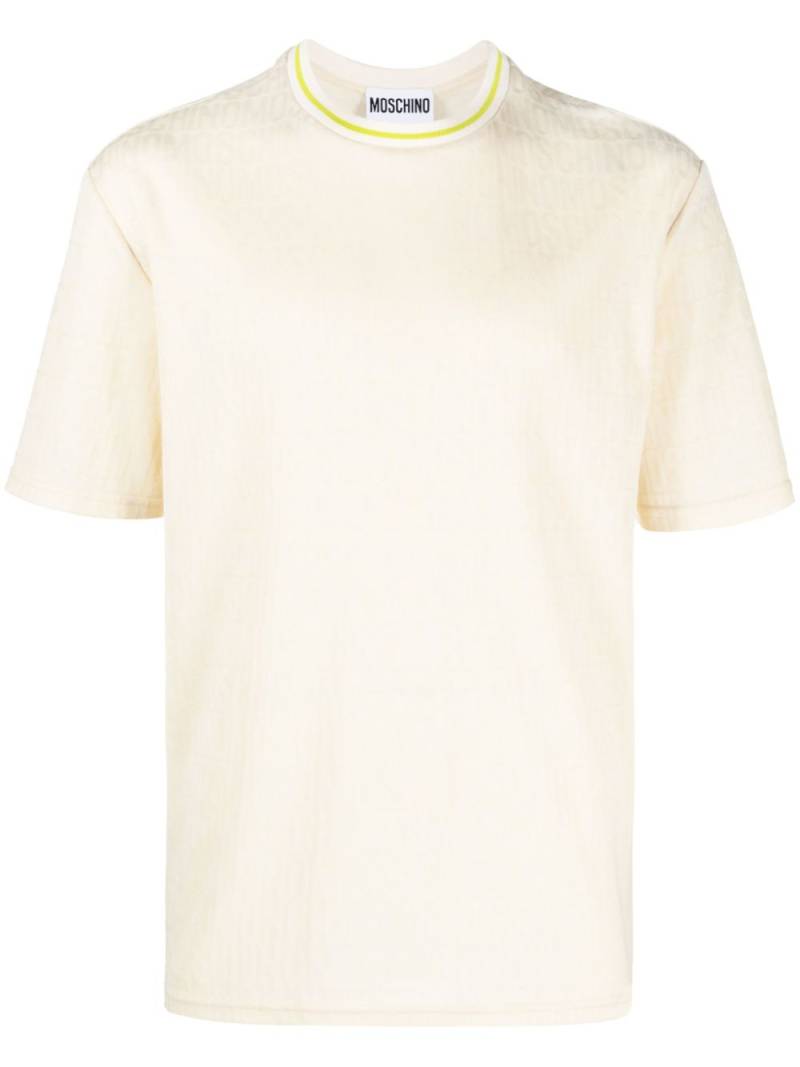 Moschino logo-embroidered crew-neck T-shirt - Neutrals von Moschino