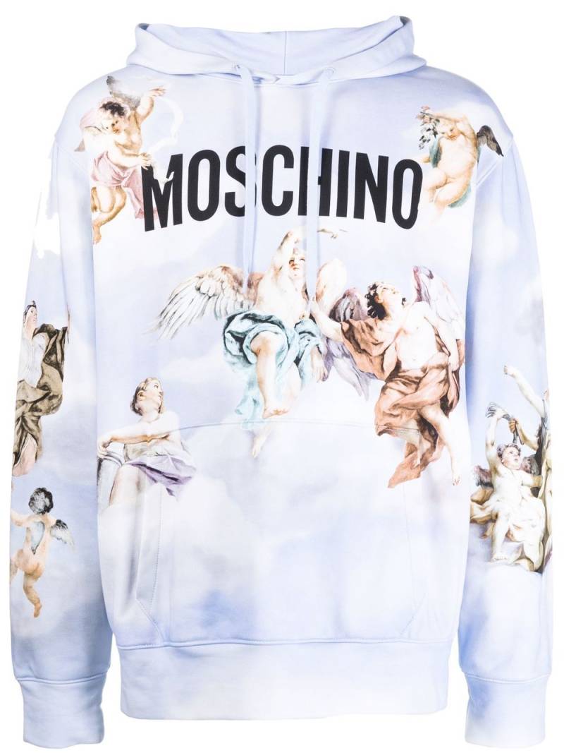 Moschino logo graphic print hoodie - Blue von Moschino