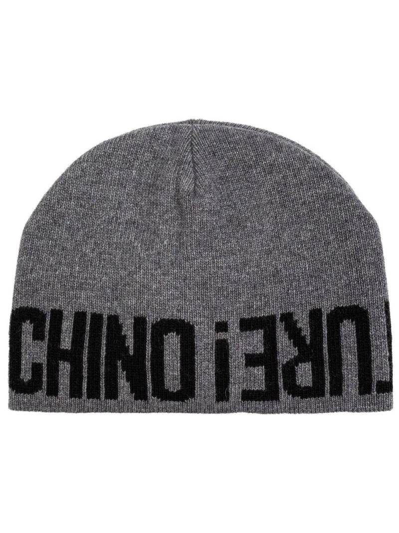 Moschino logo-intarsia knitted beanie - Grey von Moschino