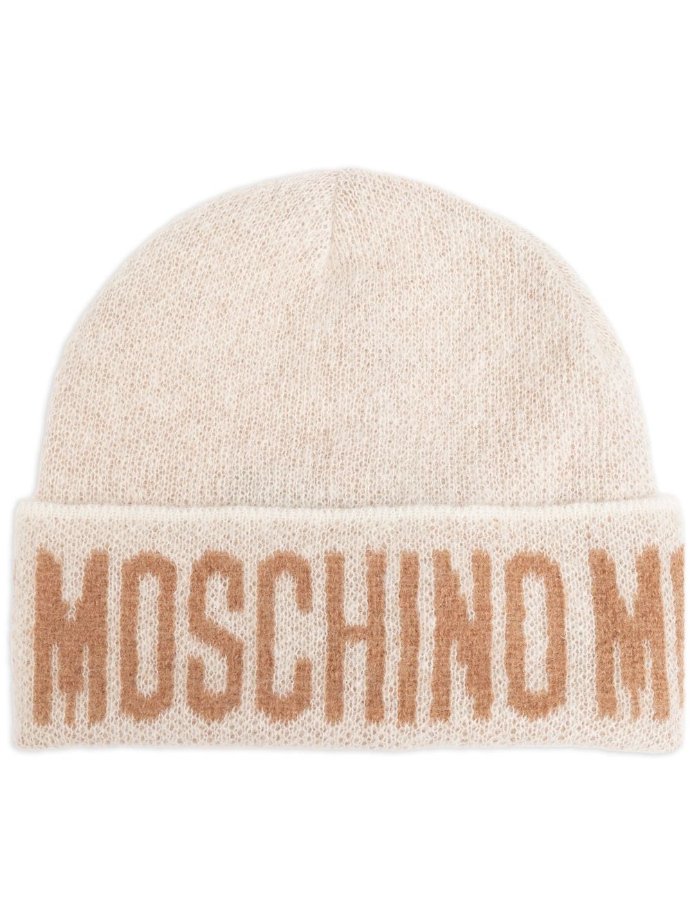 Moschino logo-jacquard beanie hat - Neutrals von Moschino