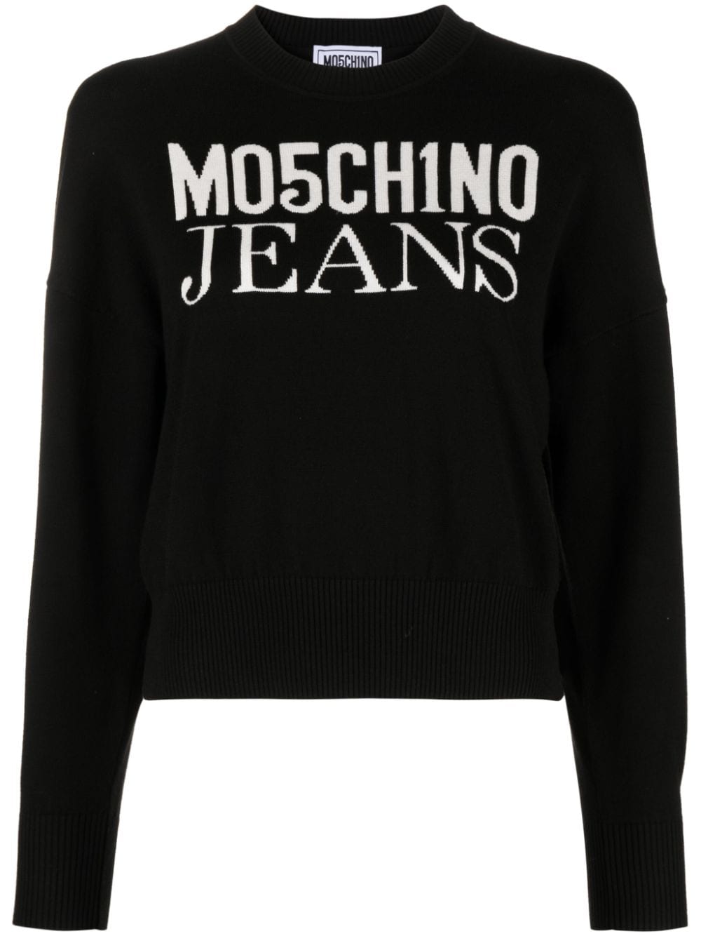 MOSCHINO JEANS logo-jacquard cotton jumper - Black von MOSCHINO JEANS