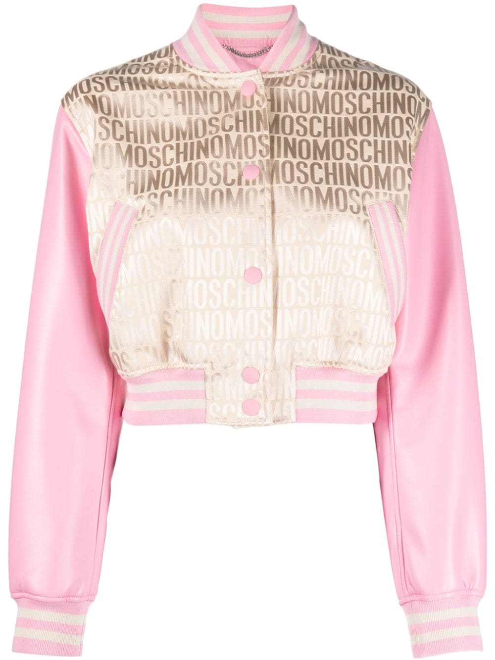 Moschino logo-jacquard cropped jacket - Neutrals von Moschino