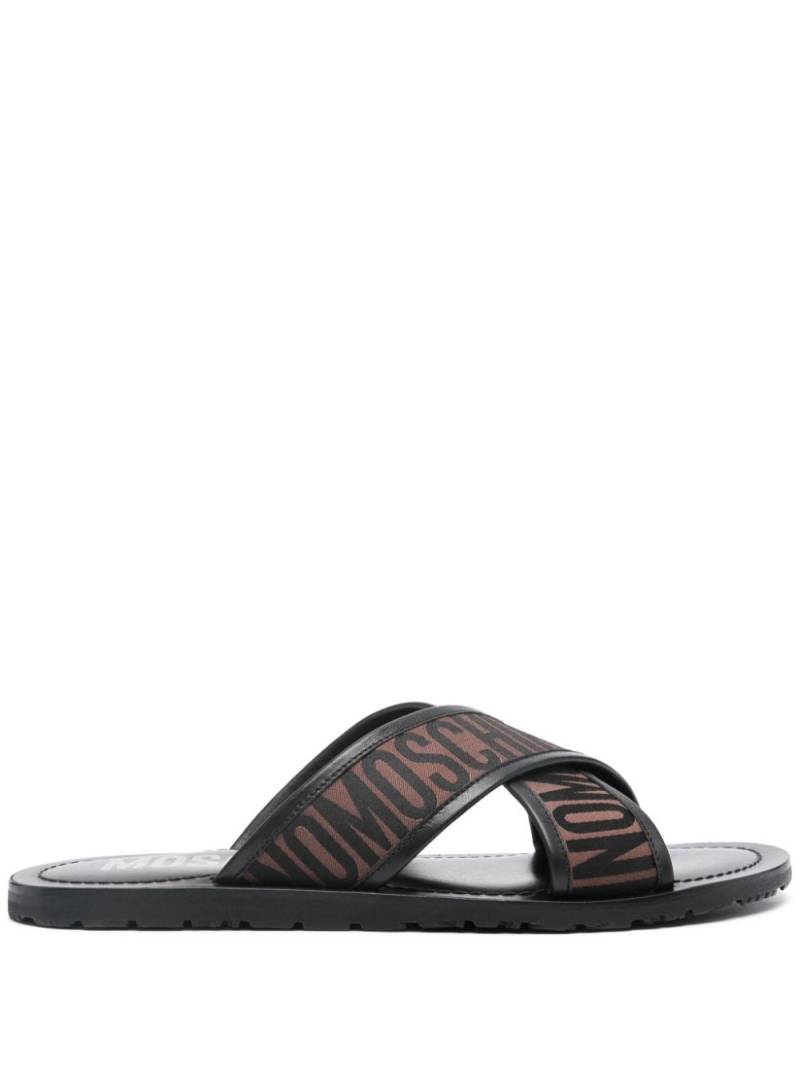 Moschino logo-jacquard leather slides - Brown von Moschino