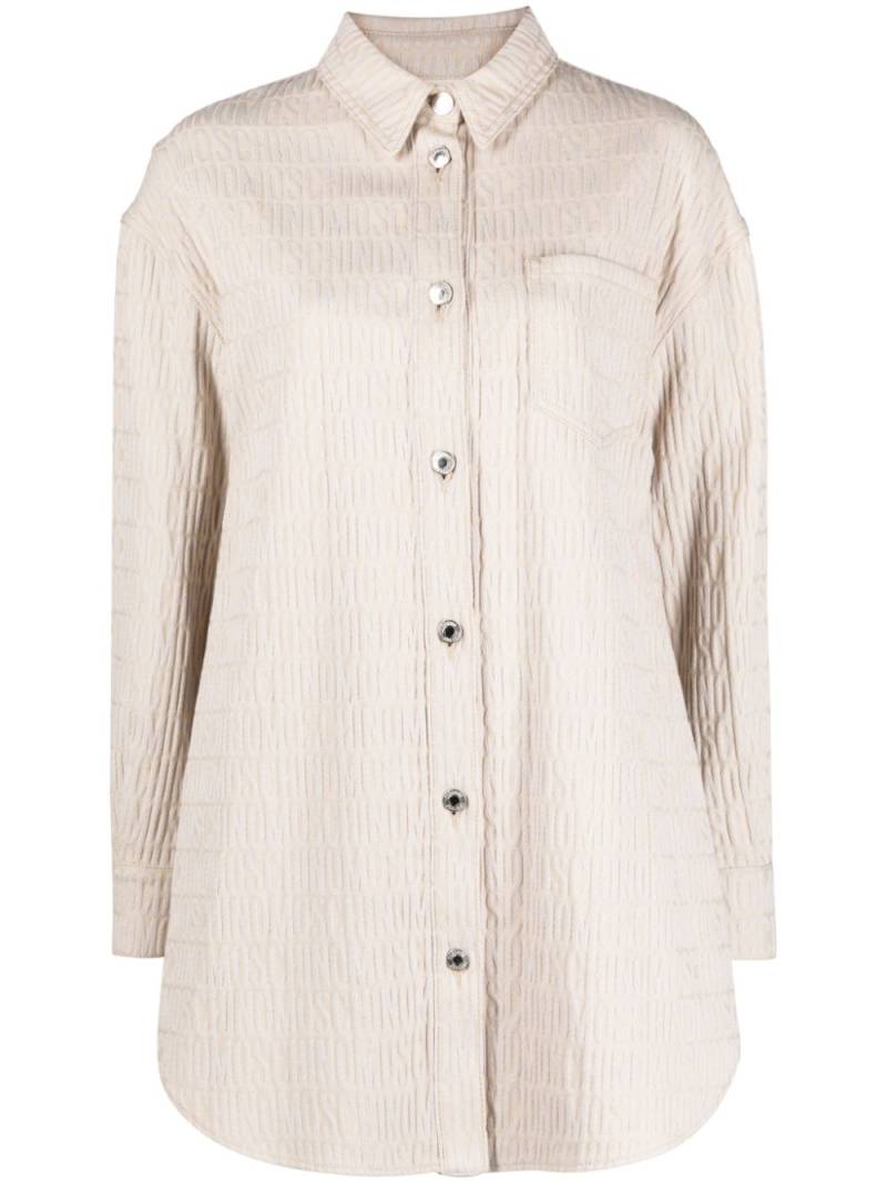 Moschino logo-jacquard shirt minidress - Neutrals von Moschino