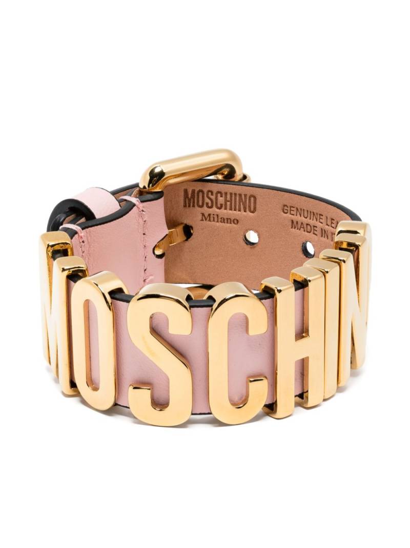 Moschino logo-lettering bracelet - Pink von Moschino