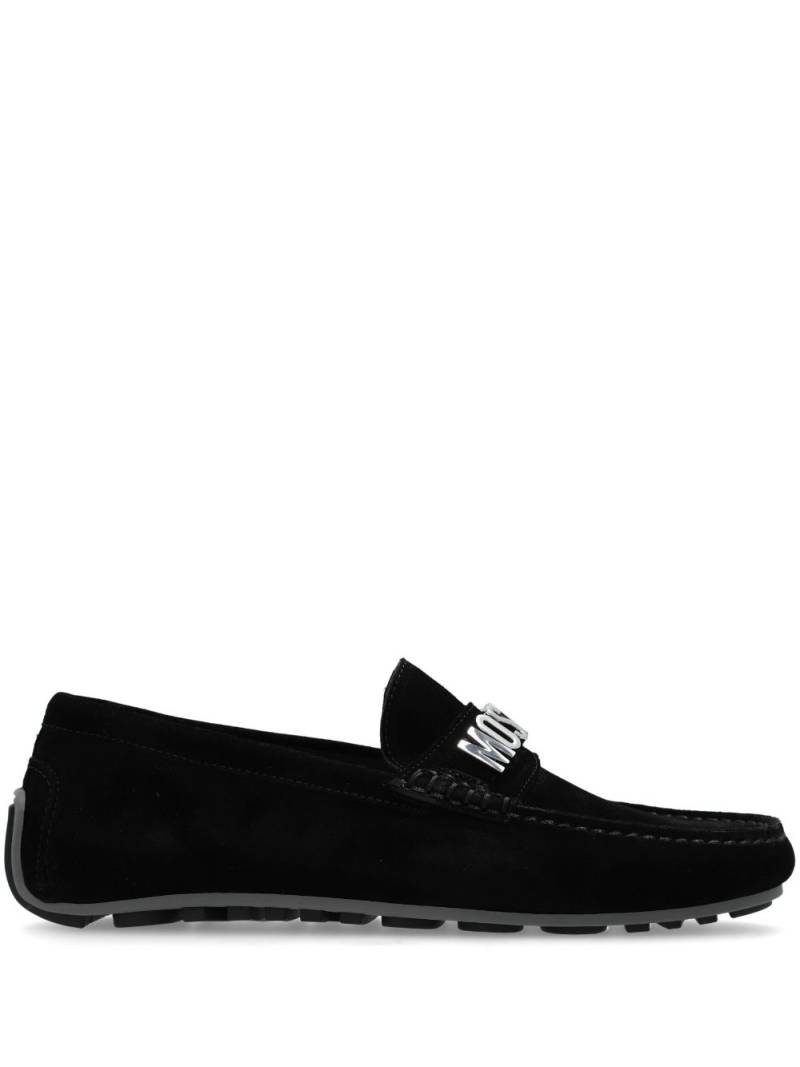 Moschino logo-lettering driver mocasines - Black von Moschino