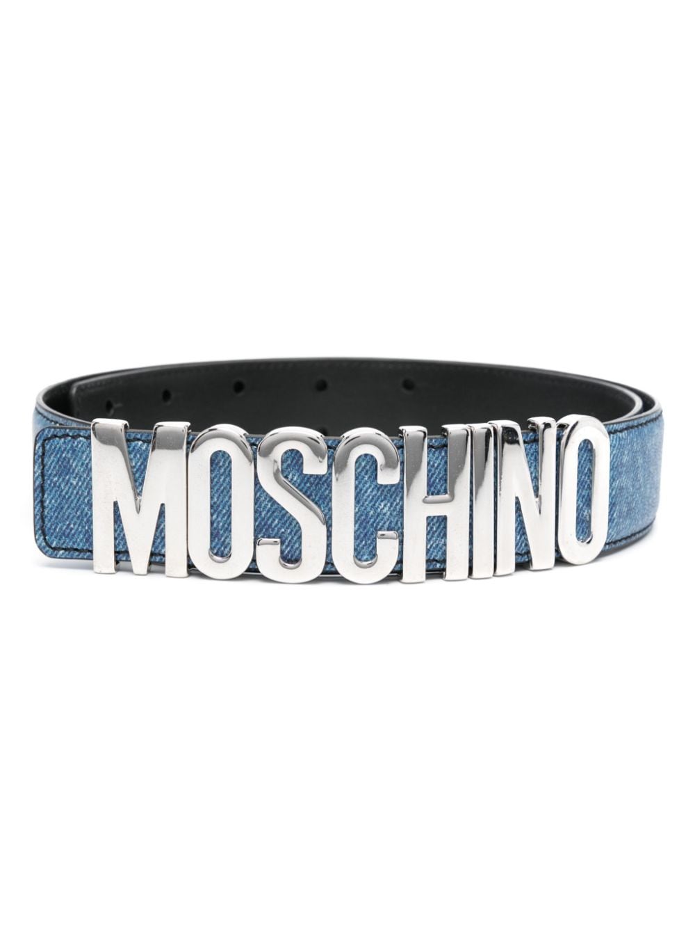 Moschino logo-lettering leather belt - Blue von Moschino