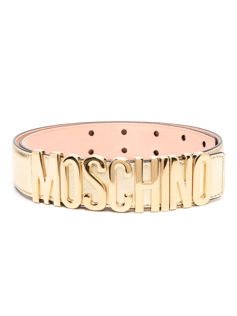 Moschino logo-lettering leather belt - Gold von Moschino