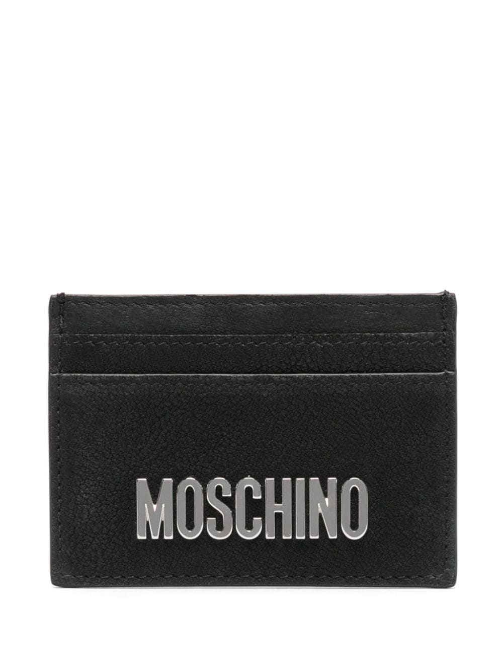 Moschino logo-lettering leather cardholder - Black von Moschino