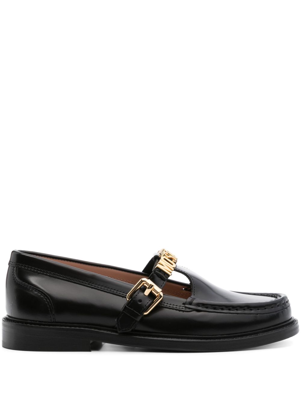 Moschino logo lettering leather loafers - Black von Moschino