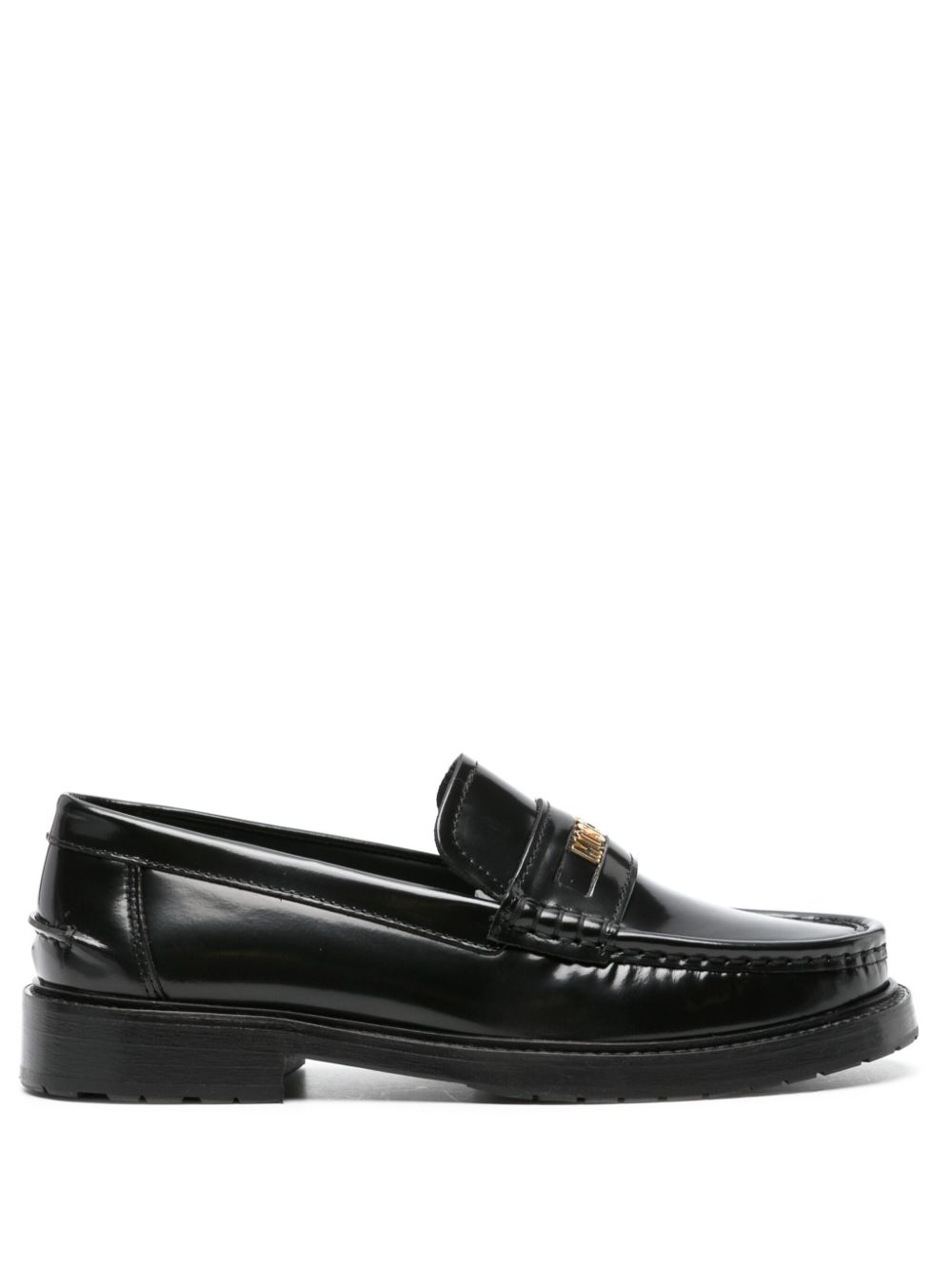 Moschino logo-lettering leather loafers - Black von Moschino