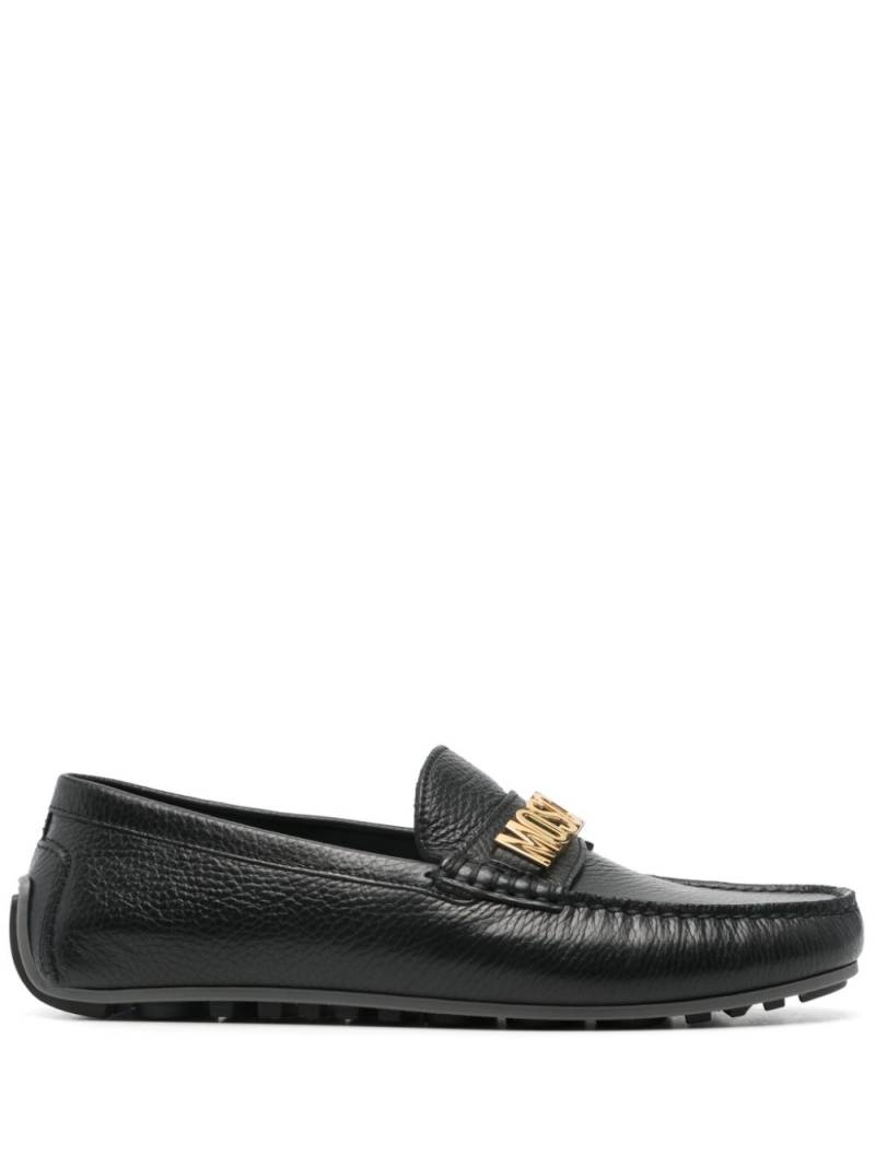 Moschino logo-lettering leather loafers - Black von Moschino