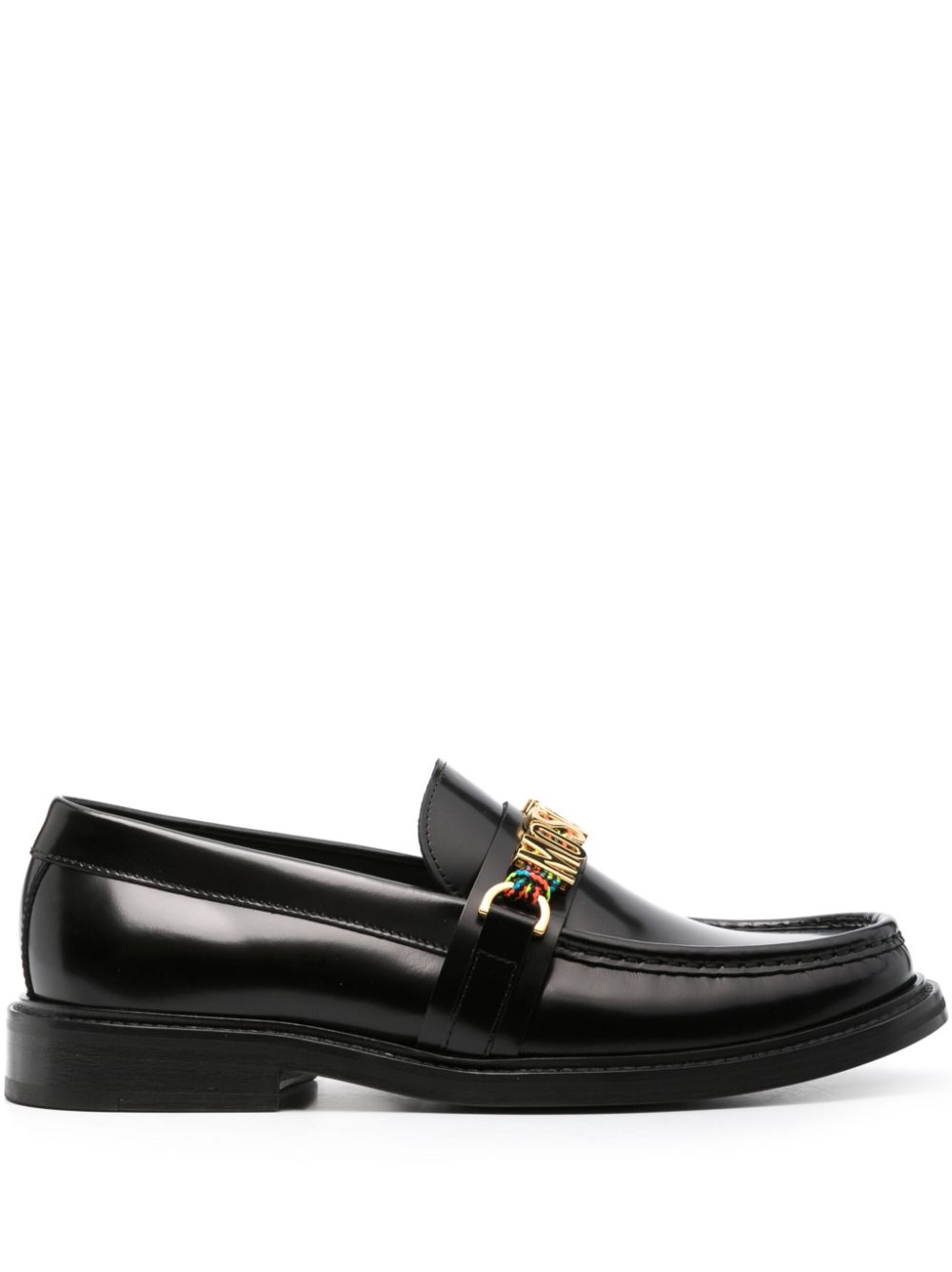 Moschino logo-lettering leather loafers - Black von Moschino