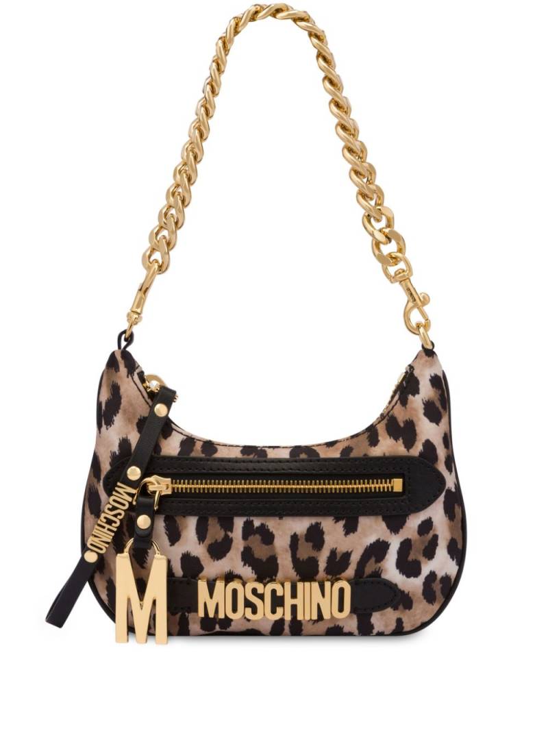 Moschino logo-lettering leopard-print mini bag - Brown von Moschino