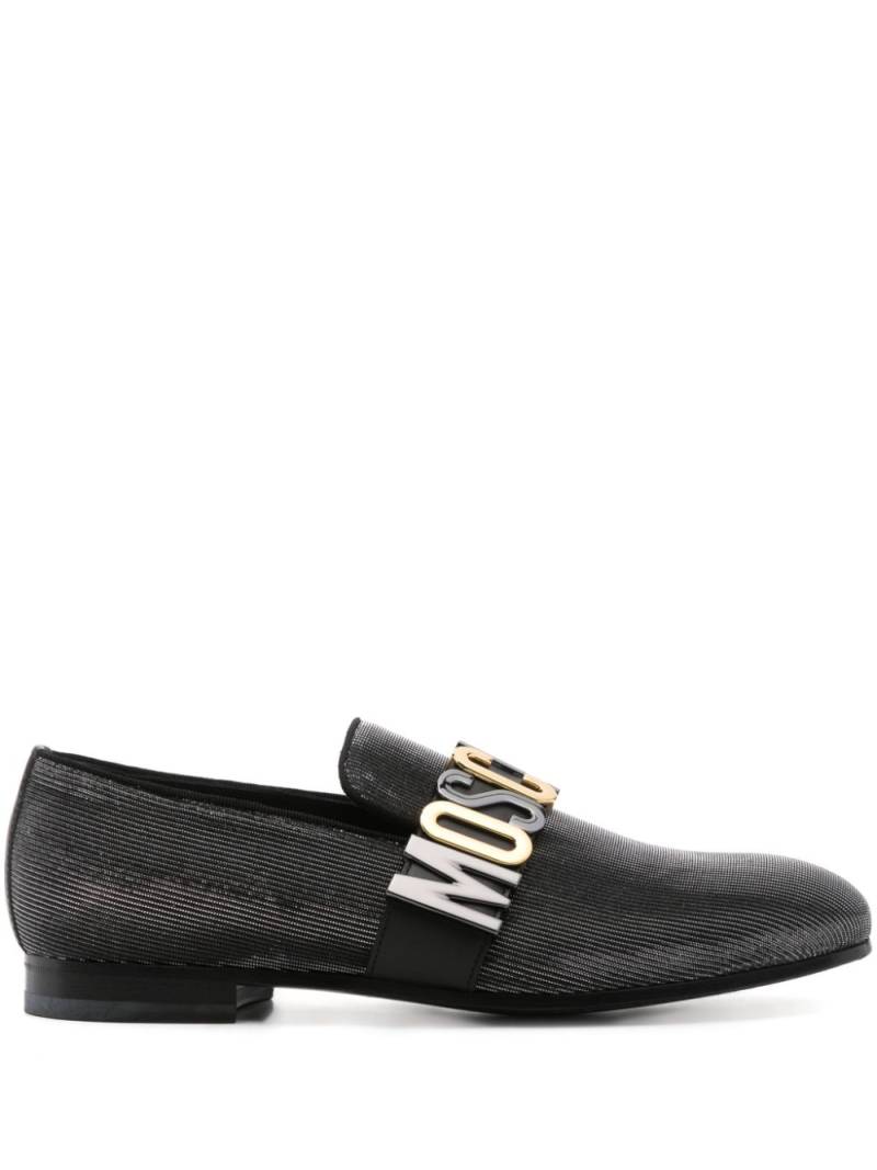 Moschino logo-lettering lurex loafers - Silver von Moschino