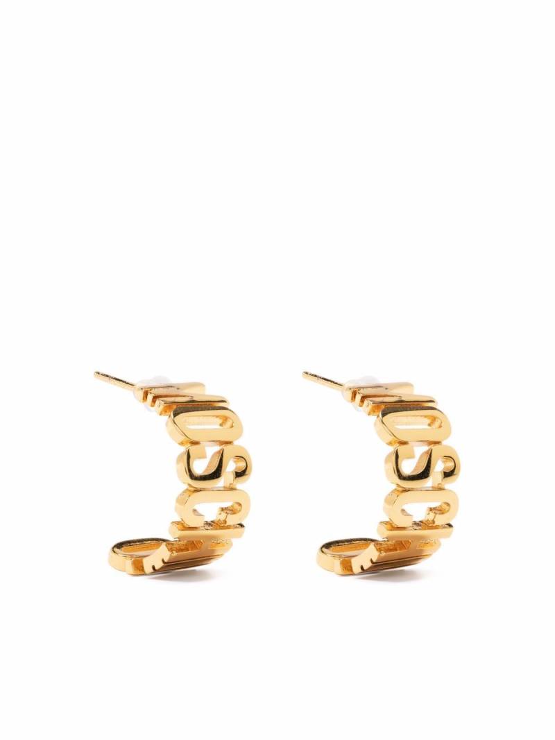 Moschino logo-lettering small hoop earrings - Gold von Moschino