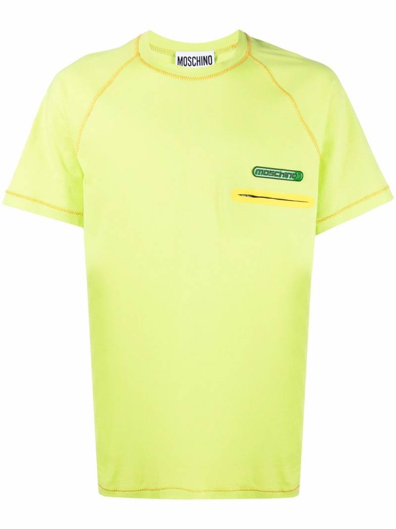 Moschino logo-patch cotton T-shirt - Green von Moschino